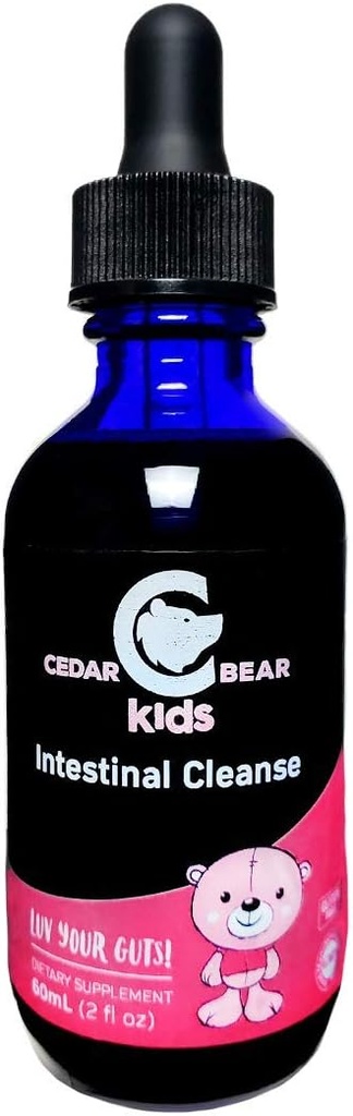 Oso de Cedro - Limpieza intestinal para niños, Suplemento herbario líquido para limpieza de detox, limpieza digestiva con hierbas naturales, gotas de limpieza sin alcohol para niños, 2 fl oz / 60 ml