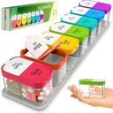Extra Large Weekly Pill Organizer - XL Vitamin Holder con 7 Compartimientos de PM desmontables - Dispensador de Medicina Portátil para Home and Travel, Gran Contenedor de Suplemento para Uso Semanal o Diario, Arco Iris