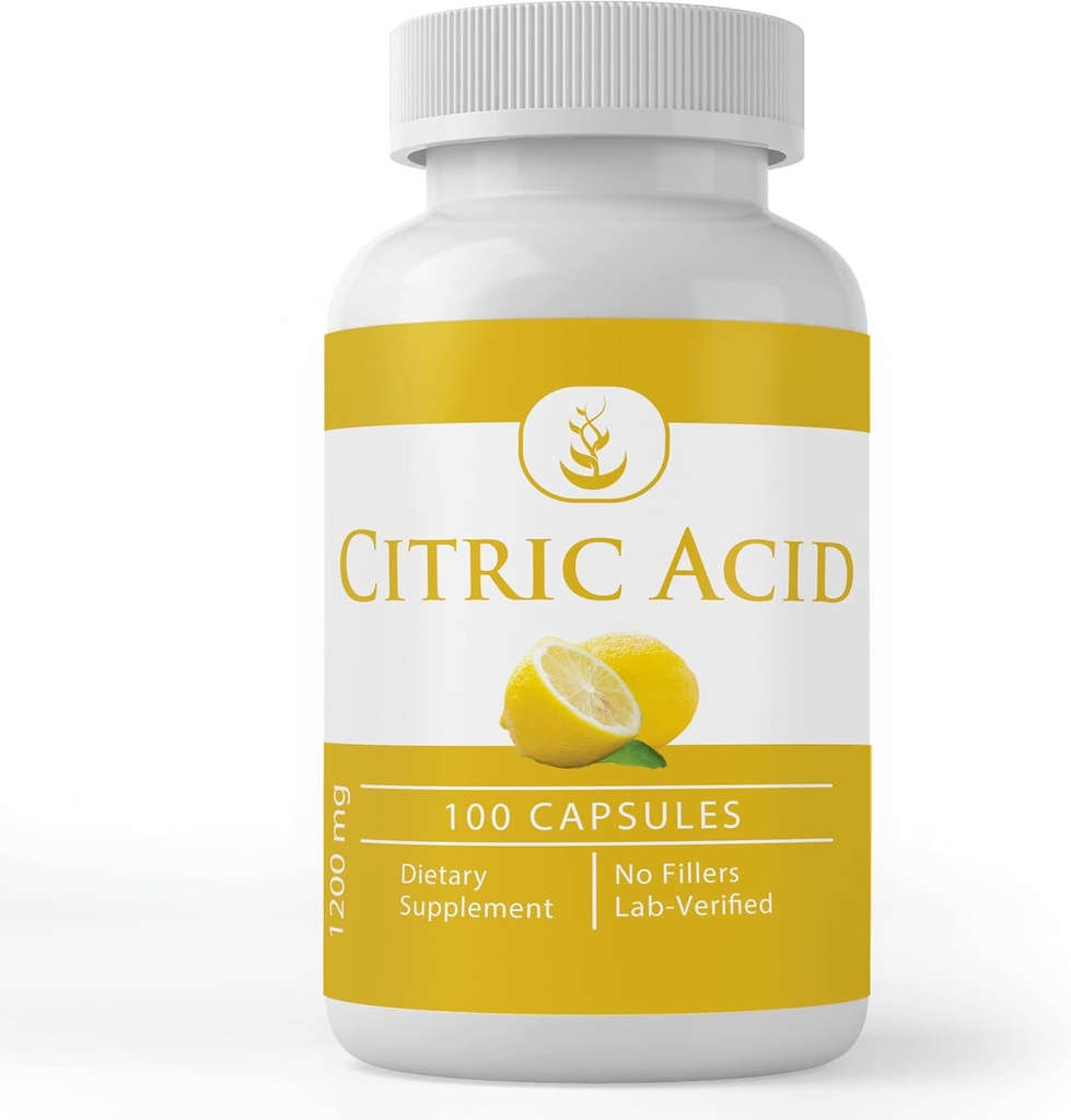 PURE ORIGINAL INGREDIENTES Ácido cítrico, (100 cápsulas) Siempre puro, sin aditivos ni artillería, Lab Verified