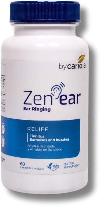 Zen Ear Tinnitus Alivio para Anillos - Chewable Ear Health Herbal Suplemento con Magnesio, Zinc, Complejo B, Bioflavonoids - Reducir ruido & Promover la claridad - 60 Tablets (30 Servimientos)