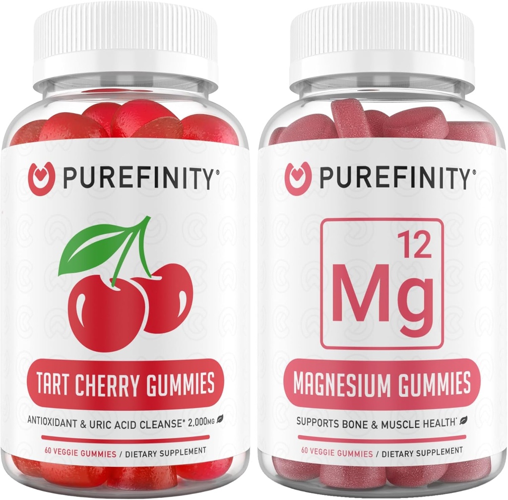 Tart Cherry y Magnesium Gummies Bundle (Uric Acid Flush " Cleanse with Magnesium Support)