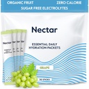 Embalajes de hidratación Nectar - Electrolitos Embalajes de polvo - Sugar Gratis > 0 Calorie - Fruto orgánico Líquido diariamente IV Hidrata para Alivio de Dehidratación & Rehidratación Rápida (Grape 30 Pack)