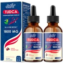 TUDCA Liver Support Drops 1800mg - Powerful Liver Supplement with Bile Salts, NAC, Schisandra y Dandelion, Liver Detox &amp; Repair - Fast-Absorbing, Sugar-Free, Alcohol-Free – 4 Fl.Oz