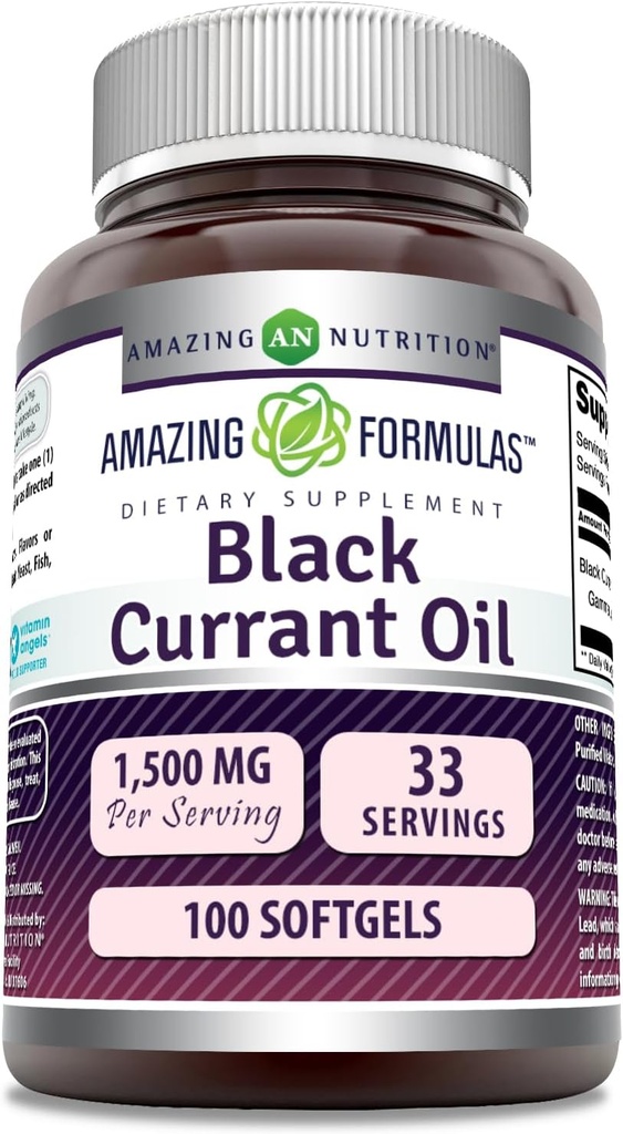 Amazing Formulas Black Currant Oil 1500 Mg Por Serving ← Softgels Silencio con GLA (Gamma-Linolenic Acid)