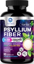 Psyllium Husk Fiber Supplement 1500mg - Vegan Prebiotic, Soluble Fiber for Daily Digestive Health & Regularity Support, Natural Psyllium Powder Caps, Sugar-Free, Non-Gluten-Free - 60 cápsulas
