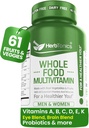 Herbtonics Whole Food Multivitamin for Men & Women – Vegan Multivitamin with Real Fruits " Veggies, Probiotics, CoQ10, Turmeric " Más – 60 cápsulas