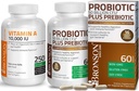 Probiótico 50 billón CFU + Prebiótico con polifenoles de Apple Extracto de frutas + vitamina A 10.000 UI Premium No GMO Formula