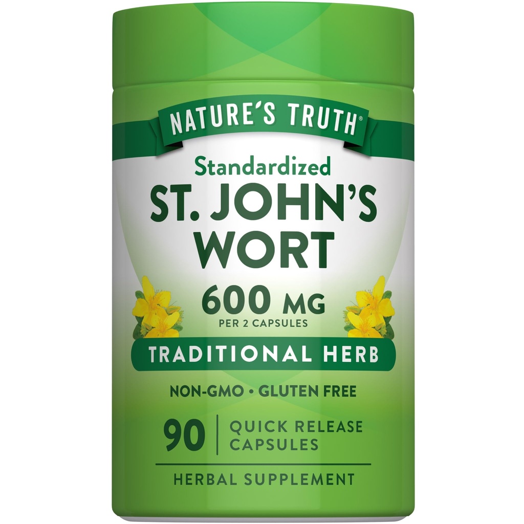 La verdad de la naturaleza St Johns Wort 600mg ← 90 Capsules ← Standardized Extract Silencio No GMO &amp; Gluten Free Supplement