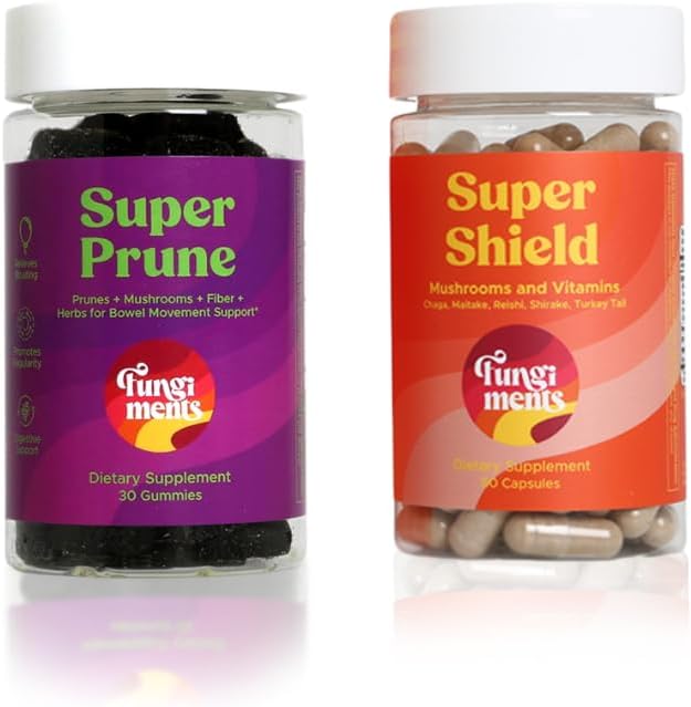 Mushroom Suplementos, Digestion/Immunity Bundle, Super Prune 30 Conde Gummies + Super Shield 60 Conde Capsules