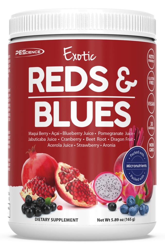 PEScience Reds &amp; Blues Superfoods Powder, 30 Servings, Myo-Inositol Suplemento, Beet Root Powder, Pomegranate y Acai Extract, Freeze-Dried Antioxidant Fruit Blend