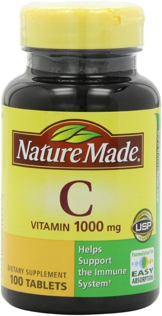 Nature Made Vitamina C 1000 mg Tabletas, 100 Cuenta para Ayudar al Sistema Inmunitario€ (Pack of 3)