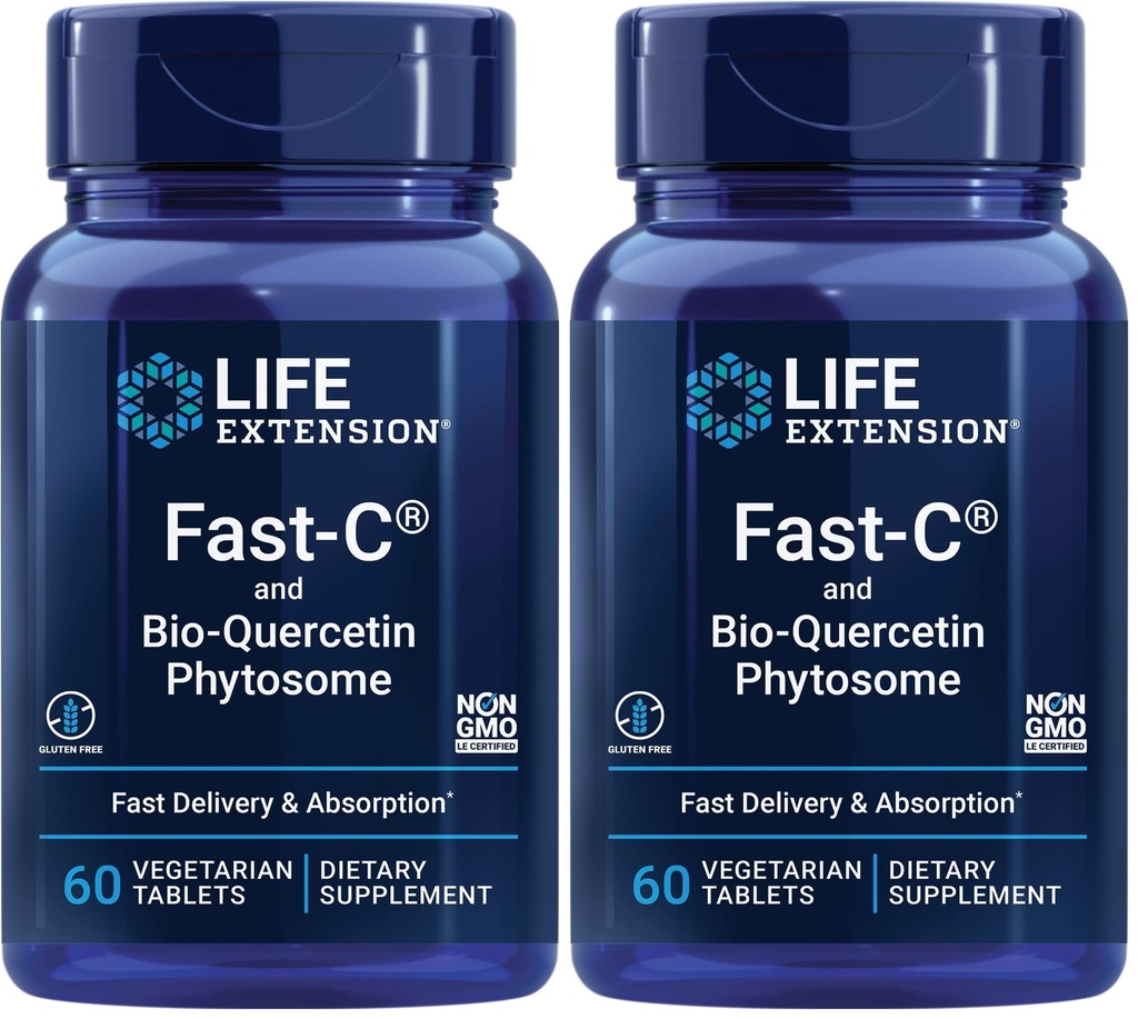 Extensión de la vida Fitoma de Bio-Quercetina - Entrega rápida " Absorción Suplemento de vitamina C para el apoyo óptimo de la inmunodeficiencia – Gluten-Free, Non-GMO, Vegetariano – 60 Tabletas (Pack of 2)