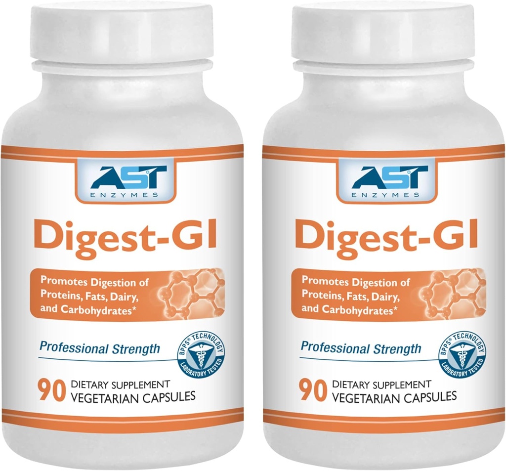 Digest-GI Digestive Enzyme - (90 x 2) Vegetarian Capsules-Digestión y Bloating Relief for Women and Men