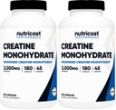 Nutricost Creatine Monohydrate 3000mg, 180 Capsules (750mg Por Capsule) - Gluten Free, Non-GMO (Pack of 2)