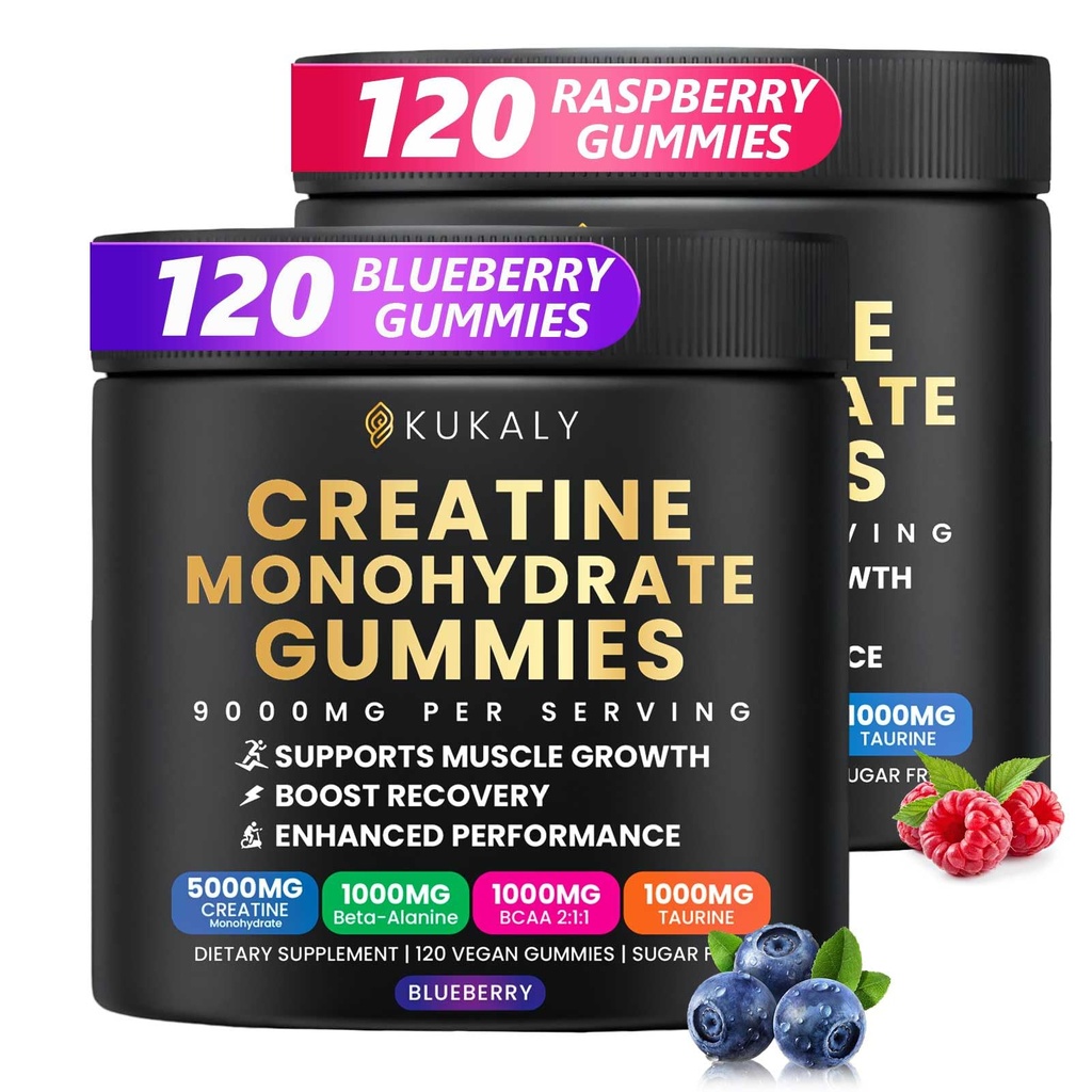 Cretina Monohydrate Gummies para Hombres &amp; Mujeres, 9000MG Creatine Gummies Sugar Gratis -BCAA 2:1, B12 B6 para Fuerza Boost, Focus &amp; Endurance, Vegan, No GMO