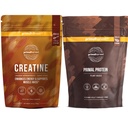 Primal Creatine Powder + Chocolate Protein Vegan Powder Bundle  durable 2-Pack ¦ Build Muscle, Enhance Recovery & Fuel Performance ← 30 Servimientos Cada uno