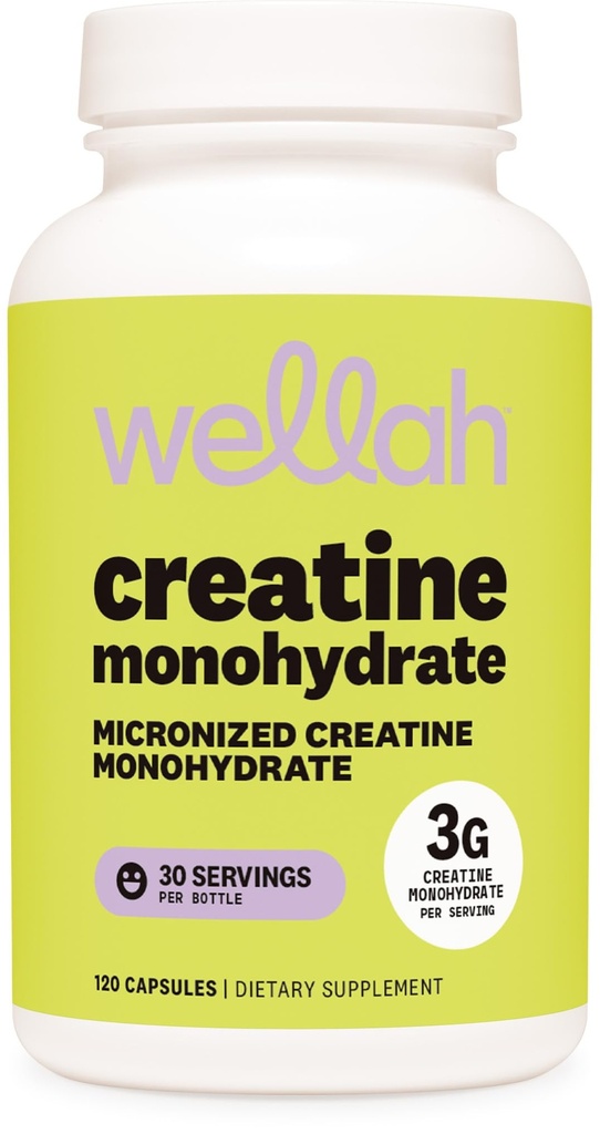Cápsulas de monohidrato de Wellah Creatina (3000 mg) 120 Cápsulas - Cretina micronizada, 30 Actuaciones