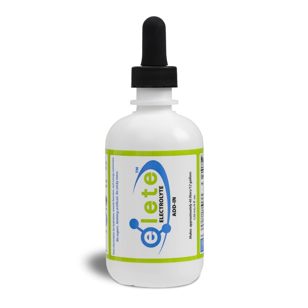 elete Electrolyte Add-in Hydration Drops ¦ Sodium, Magnesium, Potassium & Trace Minerals ← Desarrollado, Todo Natural Silencioso Leg &amp; Muscle Cramp Relief ← Transformar cualquier bebida en una bebida deportiva, 4 onzas