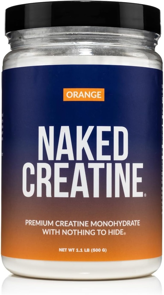 NAKED Pure Micronized Monohidrato de la crema naranja - 36 Serviciones - 500 Gramos, a granel de 1,1Lb, Vegan, No GMO, Libre de gluten, Soy Libre. Gains de fuerza de ayuda, sin aditivos