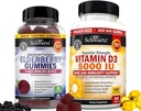 BioSchwartz Gummies de arándano con zinc y vitamina C para adultos Soporte de inmunodeficiencia (1 mes de suministro) más alta vitamina D3 5000 UI 125 mcg (1 año de suministro)