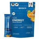 10X Health - Energy Wave Crusher - Energy Drink with 200mg Caffeine, BCAAs, B Vitamins, Acelerated Absorption - Tropical Punch Pre-Workout Drink - 15 Drink Mix Packets (Wave Crusher - Energy)