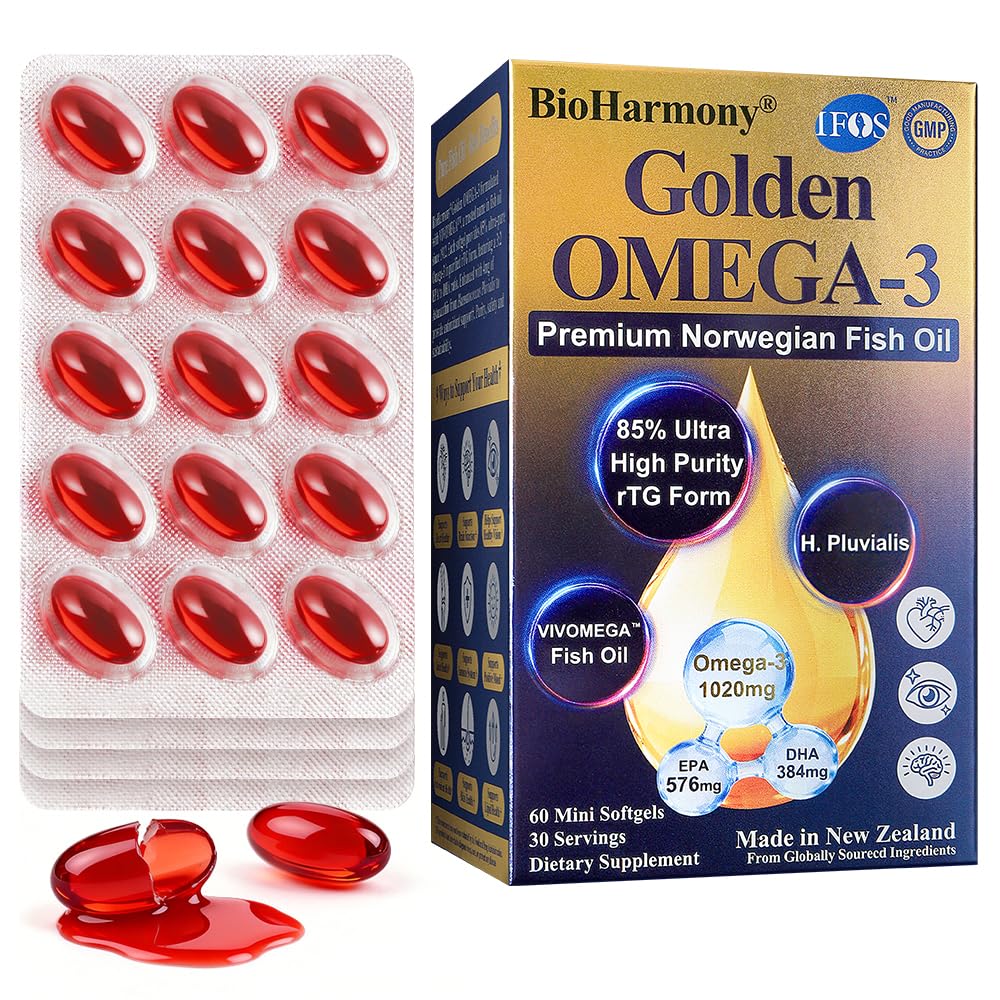 Fish Oil Omega-3 1020mg – 85% rTG High Absorption with EPA DHA – Norwegian Fish Oil, IFOS 5 Star, Blister Pack, Manufactured in New Zealand, 60 Softgels