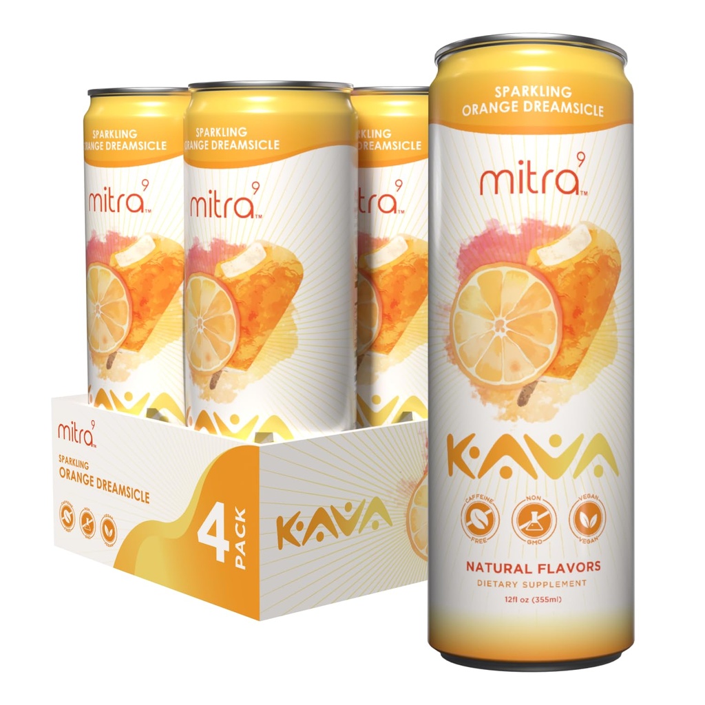 MITRA9 Botánico Bebidas - Naranja Dreamsicle Sparkling Kava Bebe. Con Kava Root Extract - Mood Enhancer - Planta de base - Promueve la calma natural y la claridad (12 Fl. Oz) (4)
