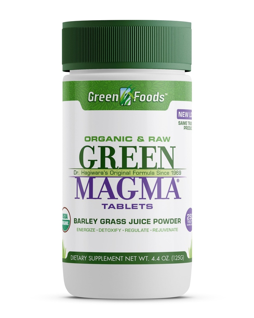 Green Foods Original Green Magma Barley Grass Suplemento Nutricional, 250 Tablets (500mg Ea) Certified Organic