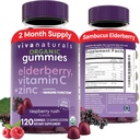 Viva Naturals Orgánica Sambucus Gummies para Adultos (120 Conde) - 3in1 Black Elderberry Vitamina C y Zinc Immune Support Gummies, Chewable Elderberry Suplementos, Zinc Immunity Gummies