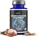 Mushroom Power Complex 10-in-1 W/Cordyceps, Reishi, Shiitake & Lions Mane, Nootropic Dietary Supplement for Gut Microbiome, Focus, Energy & Vitality - 60 cápsulas