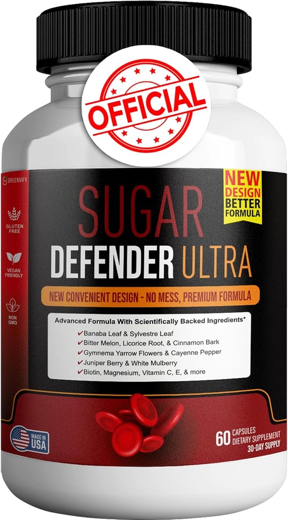 Procurador de Azúcar Ultra - Fórmula avanzada con vitaminas, minerales, hoja de Banaba y más - 60 cápsulas, vegano, no transgénico, libre de gluten (1)