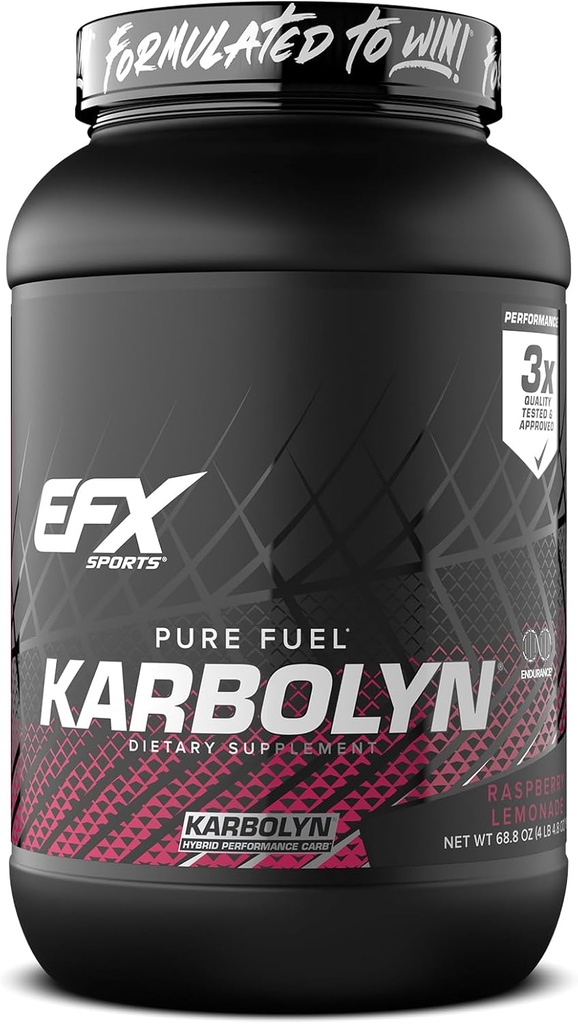 EFX Sports Karbolyn Fuel ¦ Fast-Absorbing Carbohydrate Powder ¦ Carb Carb Load, Sostened Energy, Quick Recovery ← Stimulant Free ← 35 Servings (Raspberry Lemonade)