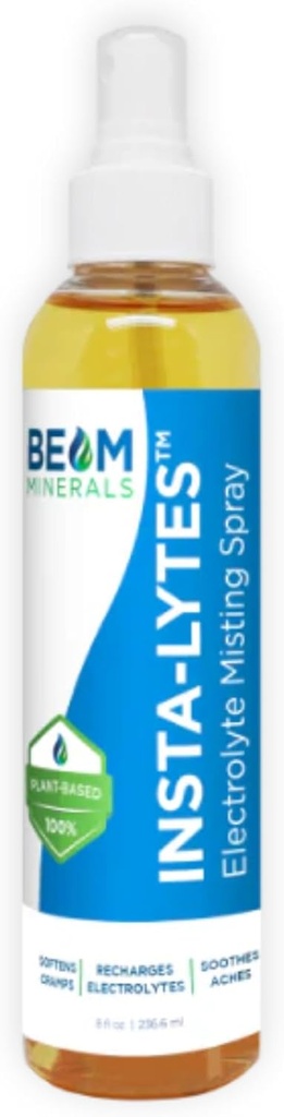 BEAM MINERALS Insta-Lytes ¦ Cramp-Relief Electrolyte Misting Spray ← Electrolitos Líquidos Naturales TEN Micronutrientes Suplemento para el calambre, dolores musculares y alivio de sarpullido TEN 8 fl Oz