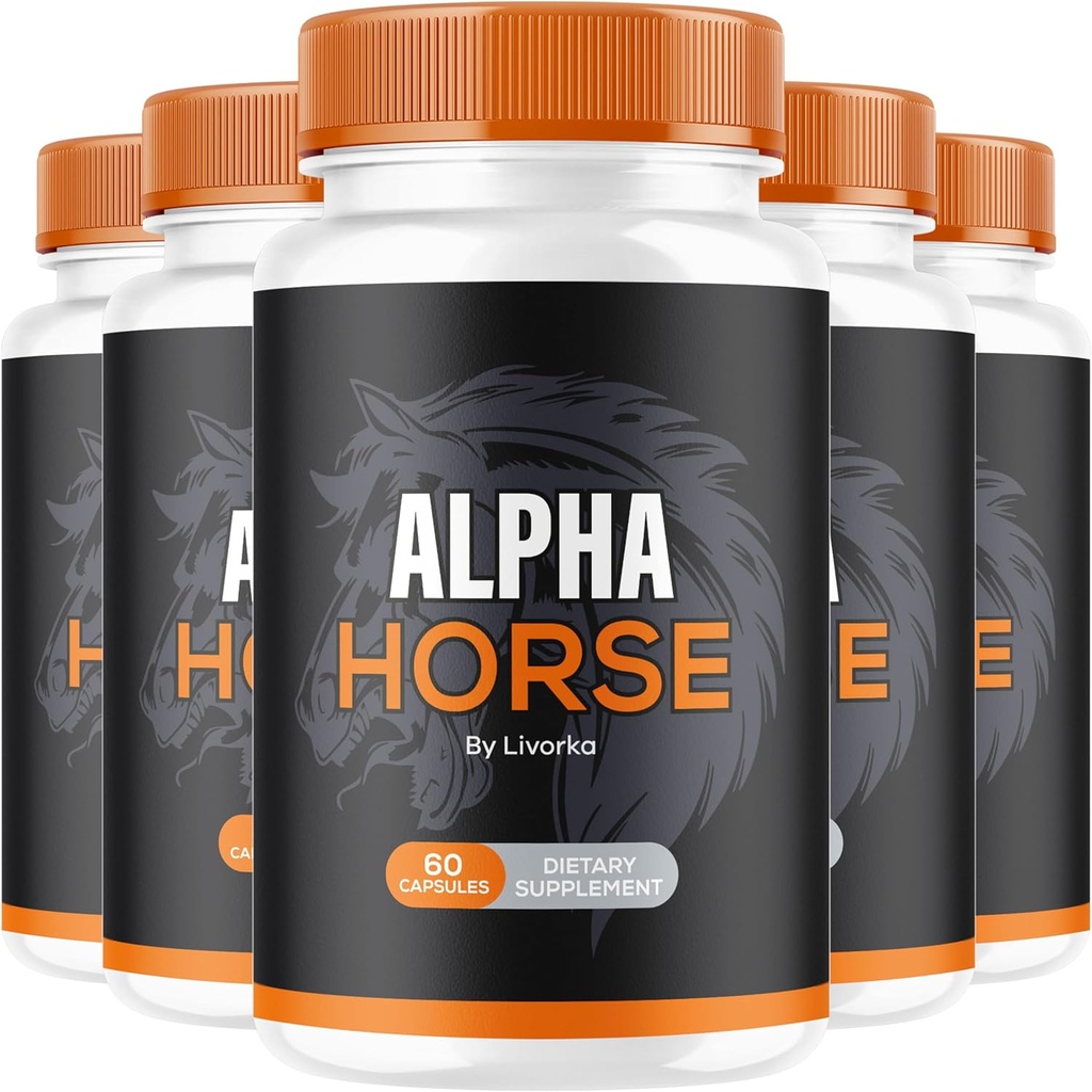 (5 Pack) Alpha Horse, Alpha Horse Pills for Men, Alpha Horse Capsules, Alpha Horse Supplement, Alpha Horse Vitamin All Natural Premium Formula, Alpha Horse Supplement Support, 300 Capsules for 5 Month