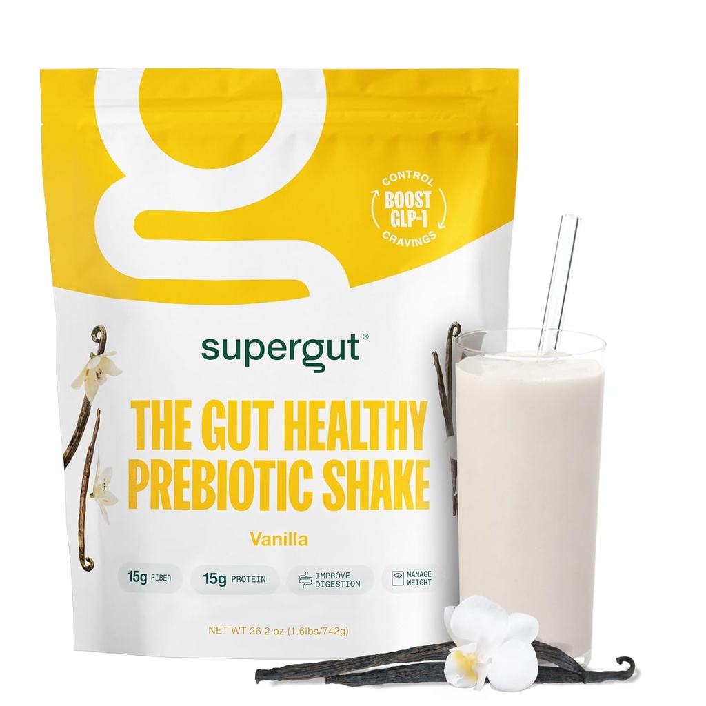 Shakes Prebióticos Supergut ← Reemplazo de comida de comida, comida, serpiente (Vanilla, 14 porciones)
