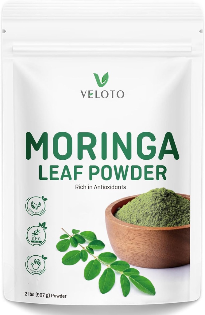 Moringa Leaf Powder, Moringa Oleifera Powder Natural Antioxidants " Vitamin Superfoods for Moringa Tea, Bebida " Recipes Vegan, Moringa Powder for Hair, Gluten Free " Non-GMO, 2 libras