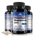 Potasio Magnesio Suplemento 1000mg,Magnesium Potassium Zinc for Leg Cramps,High Absorption Magnesium Complex,Vegan (60 cápsulas)