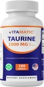 Vitamatic Taurine 2000mg Tablas Vegetarianas, 180 Cuentas, No GMO, Gluten Gratis