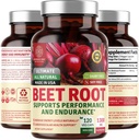 N1N Premium Organic Beet Root Capsules 1300mg 120 Veg Caps [No-GMO & Gluten Gratis] All Natural Beet Root Powder for Energy Support