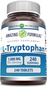 Fórmulas increíbles L-Tryptophan 1000mg Tablets Suplemento Silencio No-GMO TENIDO Gluten Free TEN Made in USA (240 Conde)