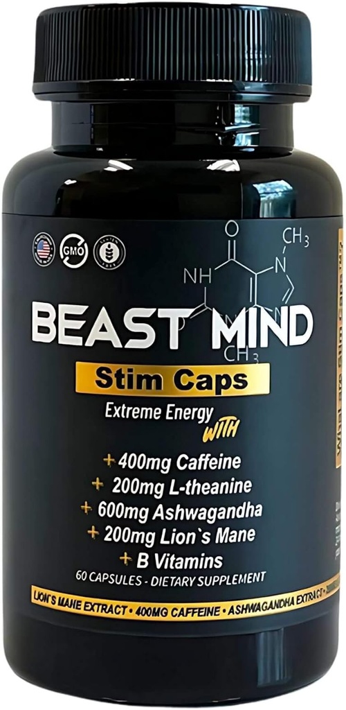 Extreme Energy Pills ← 400mg Caffeine ← 600mg Ashwagandha  200mg Lions Mane ← Aumento de la energía " Mood by Beast Mind