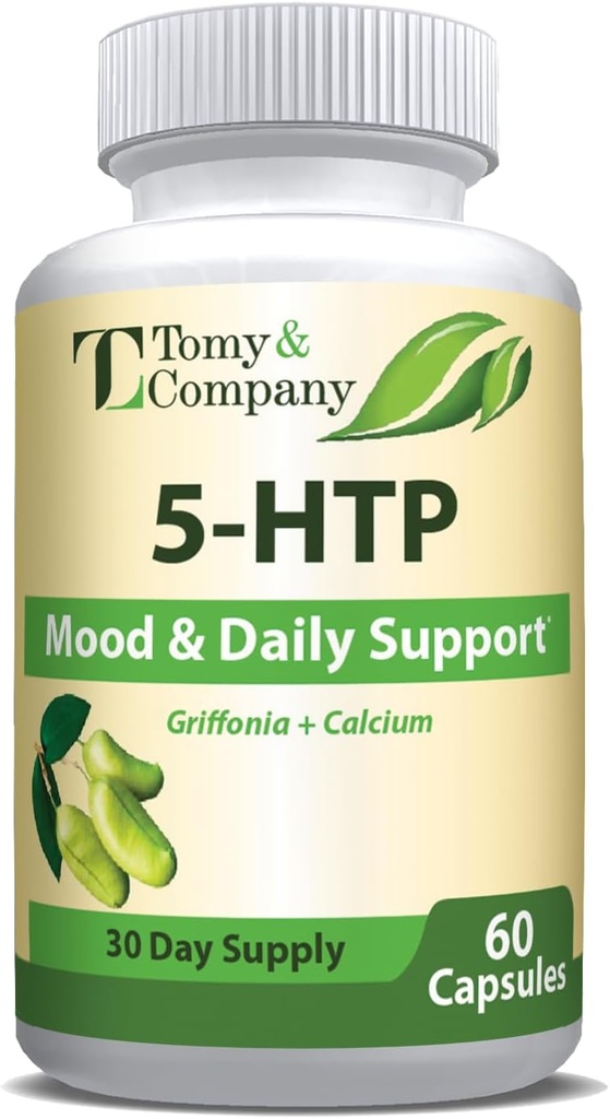 Tomy Company 5-HTP 200 mg más Calcio No GMO, Gluten-Free for Mood and Sleep 60 Caps