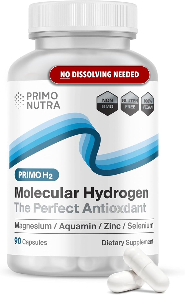 Suplemento ingestible de hidrógeno molecular - Alternativa a H2 Tabletas y Agua de Hidrógeno, Complejo Antioxidante y Mineral - 90ct