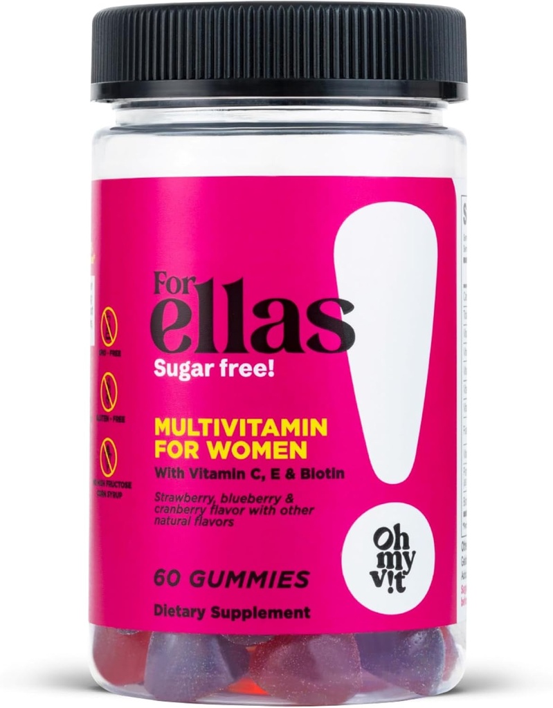 OH MI VIT! para el Gummy Multivitamínico de Mujeres Ellas con Vitaminas C, E y Biotina, Sugar Free Berry Flavor, 60 Cuenta