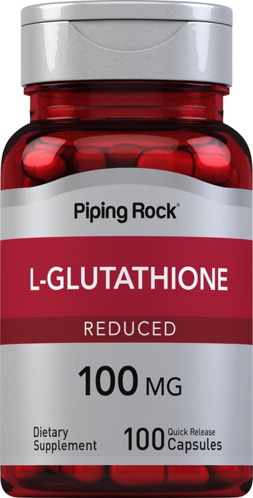 Piping Rock L Glutathione Suplemento TEN 100 mg TENIDO 100 cápsulas TENIDO Forma reducida ANTE No GMO, Gluten Free