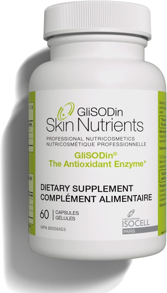 Nutrientes de la piel de GliSODin La enzima antioxidante - reduce la tensión oxidativa - 60 cápsulas – 1 mes de suministro