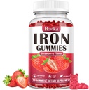 Iron Gummies Supplement for Women ' Men, Suplementos de hierro para niños para la anemia con vitamina C, B12, Folate - Constructor de sangre y apoyo energético para la deficiencia de hierro - sabor a fresa libre de azúcar, 60 Gummies