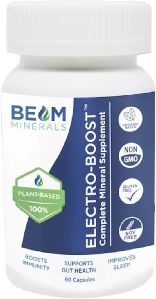 Los electrolitos y micronutrientes completos de Beam Minerals ayudan a aumentar la inmunidad, apoyar la salud de Gut y mejorar el sueño Ø 60 cápsulas