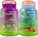 SUPPLEMENTOS STUDIO Daily Immune, Bone & Energy Support Bundle for Men & Women – Vegan Whole Food Multivitamin Without Iron & Plant-Based Calcium Magnesium with D3, K2 & Turmeric – Vegan, Non-GMO