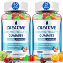 Cretina Gummies para Hombres &amp; Mujeres - Cretina Monohydrate Gummies 5g, Muscle Builder, Energy Boost &amp; Pre-Workout Suplemento, Low Sugar Taurine Chewable Gummy 2 Pack